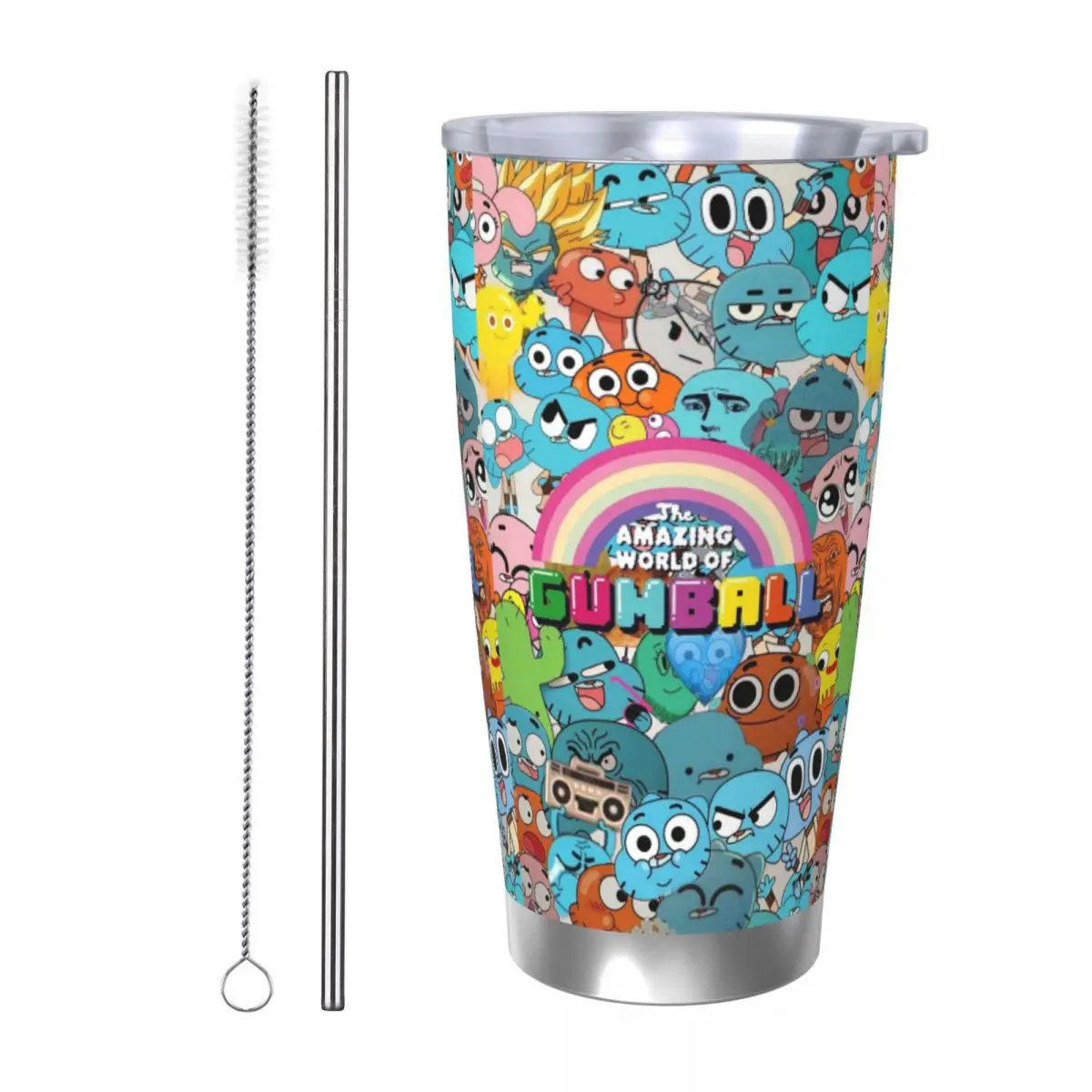 

The Amazing World Of Gumball Стакан из нержавеющей стали Чашки с вакуумной изоляцией Термальная соломинка для холодной бутылки с крышкой 20 унций
