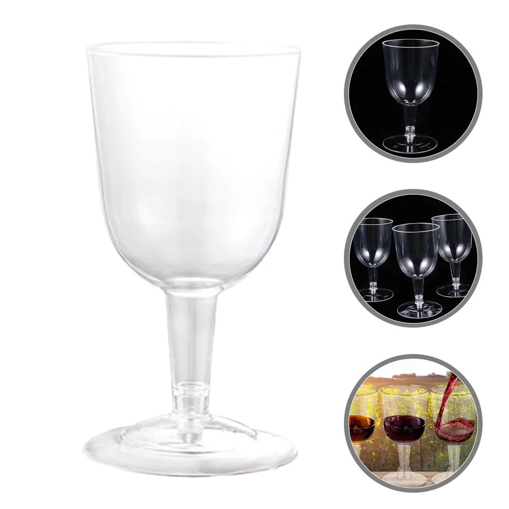 

6Pcs Clear Wine Glasses Detachable Base 160ml Reusable Plastic Goblets for Wedding Party Cocktail Dinner Social Gathering