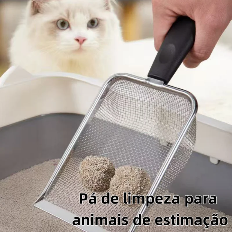 Pá Higiênica de Areia para Gatos Peneira Coletora Aço Inox