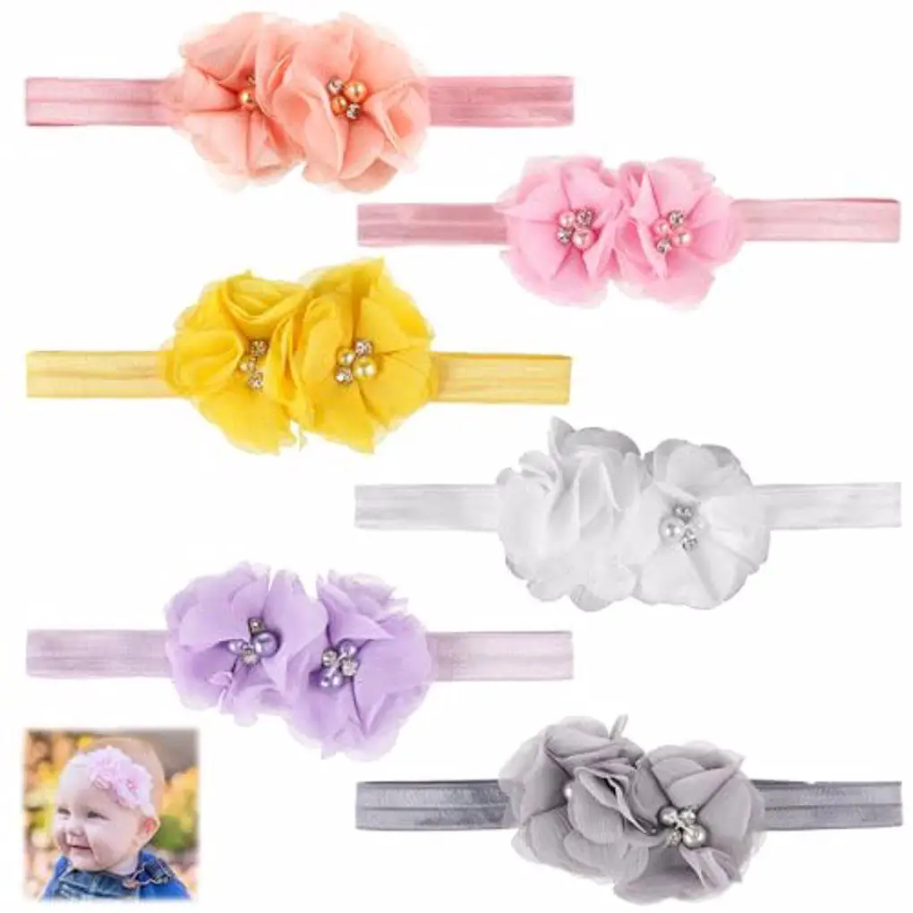 

6pcs Chiffon High-end Texture Hair Band For Baby Girls Stable Fixation And Wide Application Headband