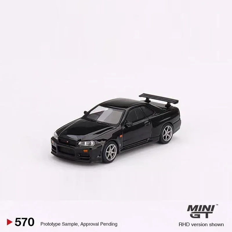 MINI GT 1/64 Model Car Skyline GTR (R34) V-Spec Black Alloy Die-cast Vehicle Collection # 570 Black