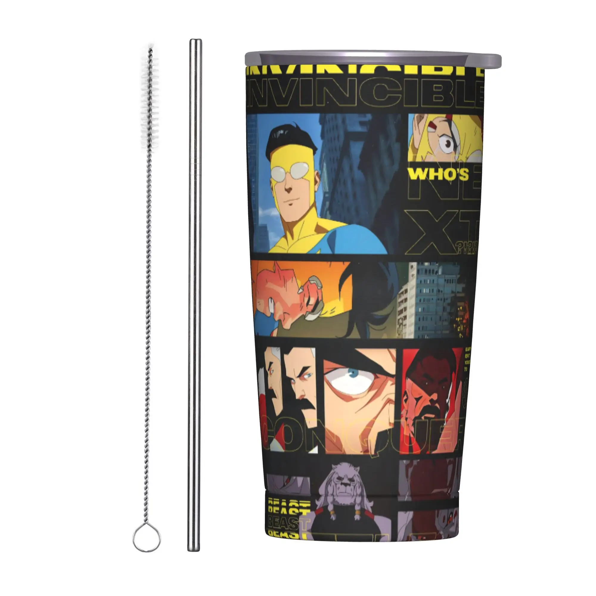 Invincibles Comic Tumbler Vacuum Insulated  Thermal Cup with Lid Straw Office Home Mug Hot Cold Drink 20oz