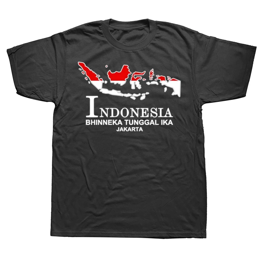 مضحك اندونيسيا الاندونيسية IDN خريطة الجرافيك تي شيرت الرجال النساء موضة عادية التي شيرت 100% القطن فضفاض المتضخم تي شيرت الصيف #1