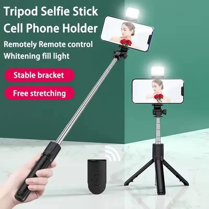 

Selfie Stick Bluetooth Remote Tripod with Led Fill Light Foldable Bracket for Smartphones for Youtube Tiktok Video Live Holder