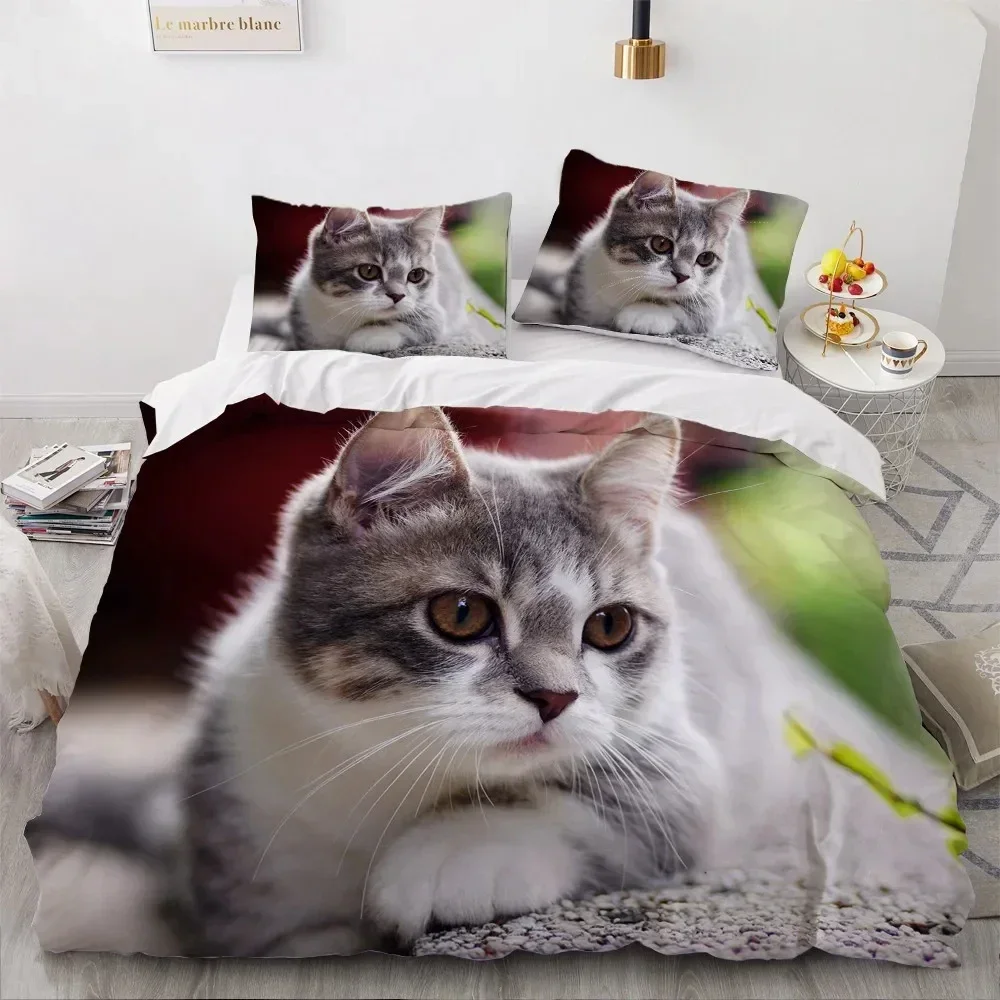 3D Printed Cute Kitten Pet Cat Bedding Set Boys Girls Twin Queen Size Duvet Cover Pillowcase Bed Kids Adult Home Textileextile