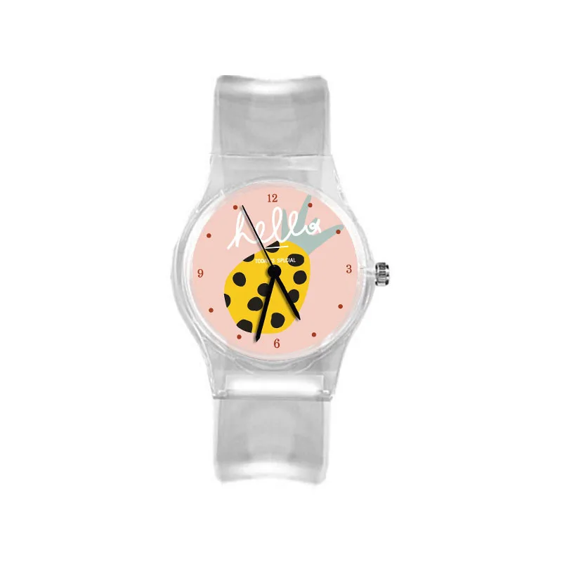 UTHAI BK111 Reloj de cuarzo de frutas Reloj de frutas de flores transparente simple de moda de ocio para niños y niñas