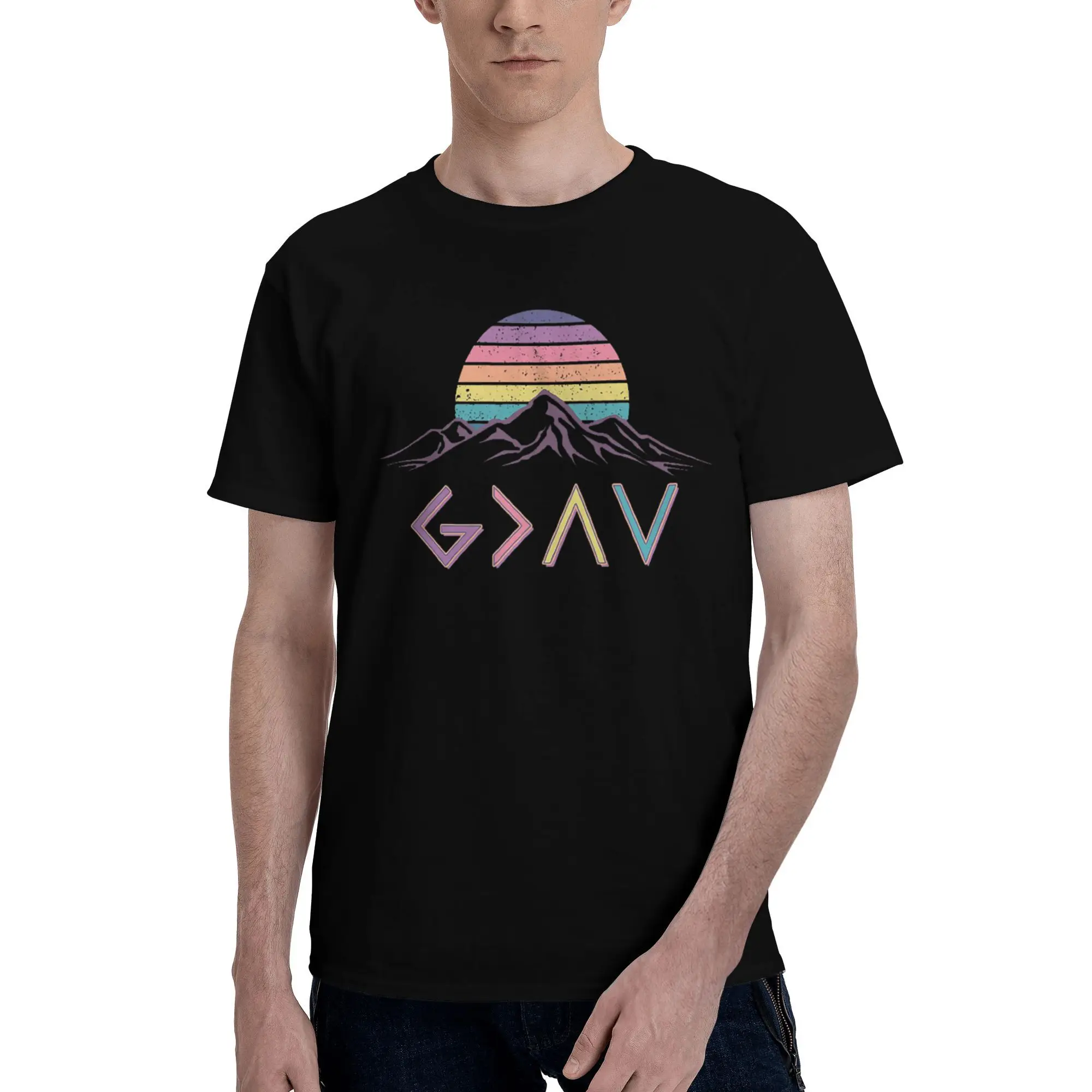 

Мужские футболки на заказ God Is Greater Than Up And Down, футболки из 100% хлопка, повседневная футболка с короткими рукавами, одежда