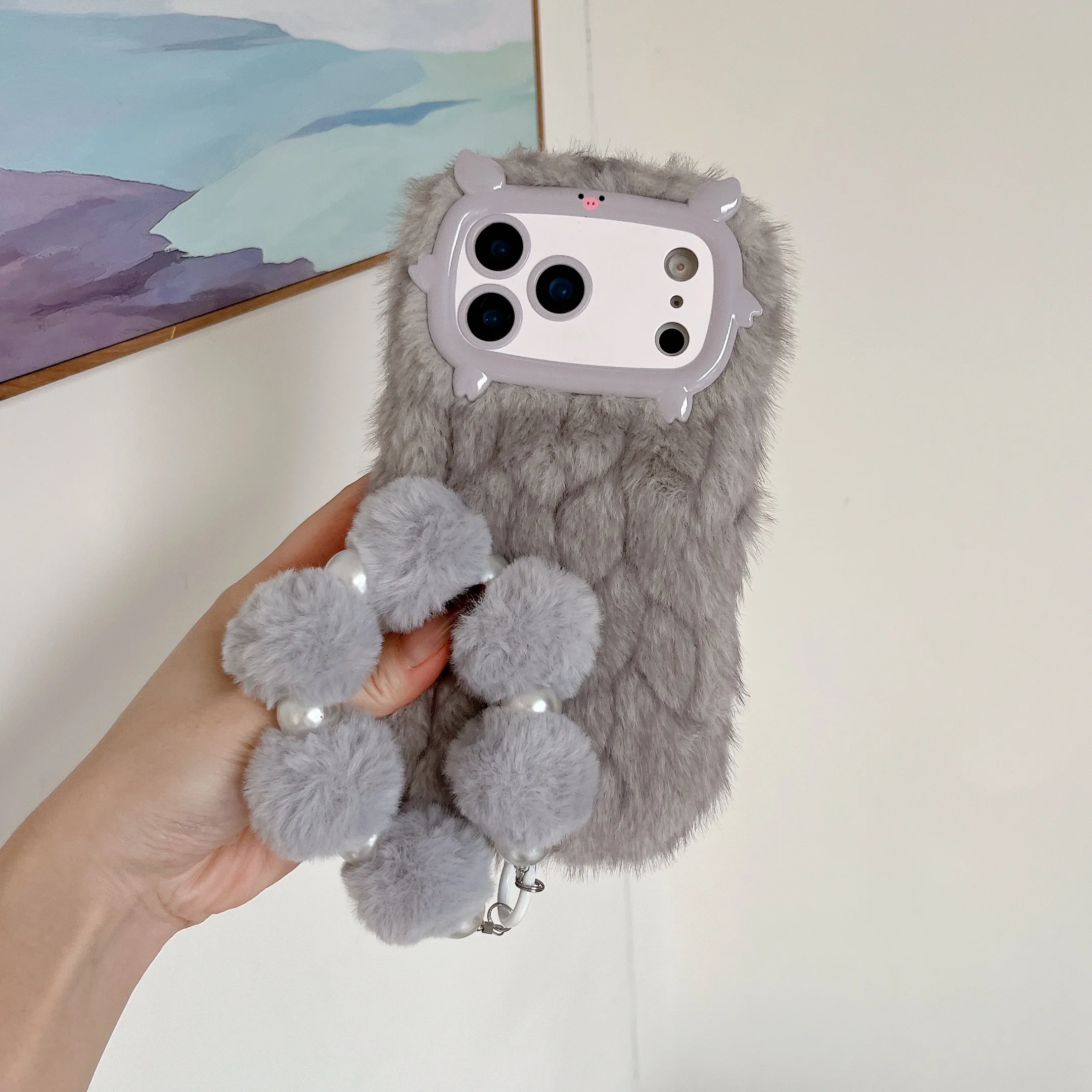 رائعتين خنزير أفخم شل ل 17 برو ماكس 16pro 15plus 14 13 شبكة السلس لينة أفخم غطاء لطيف الحيوان تصميم واقية