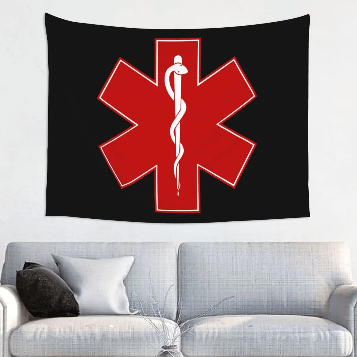 Custom Emt Star Of Life Tapestry Hippie Room Decor Emt Paramedic Medical Tapestries Wall Hanging for Bedroom Home Decoration