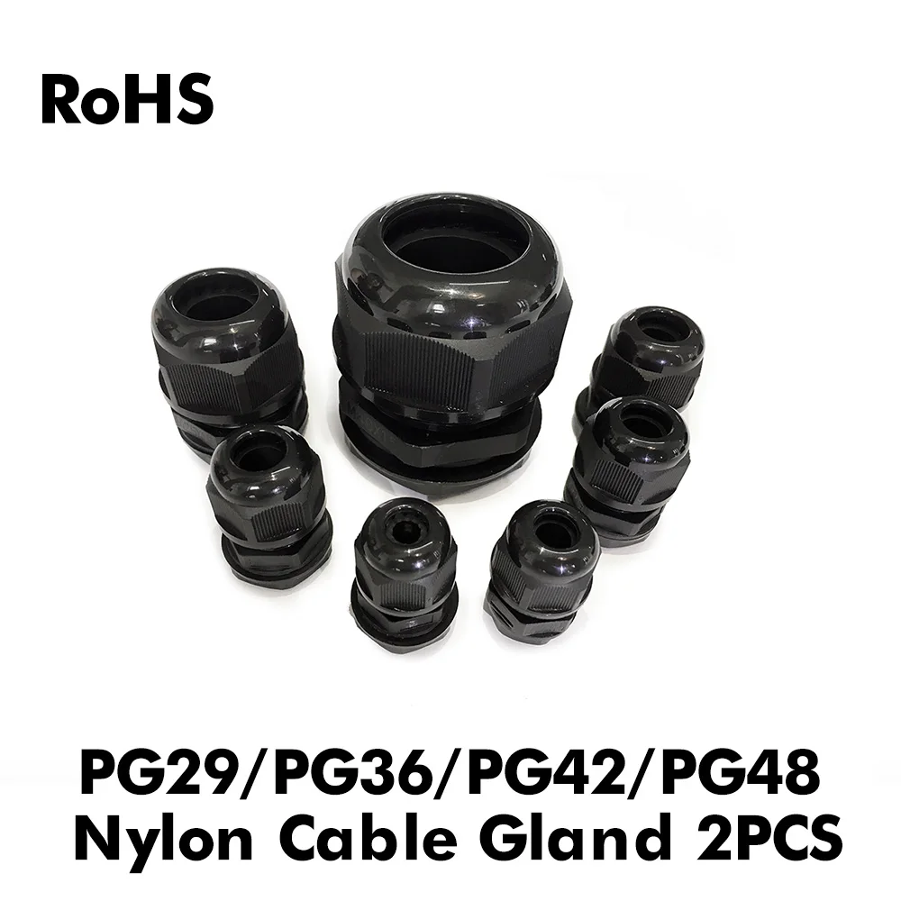 

2PCS Waterproof Cable Gland IP68 PA66 Nylon PG29 PG36 PG42 PG48 White Black Cable Connector