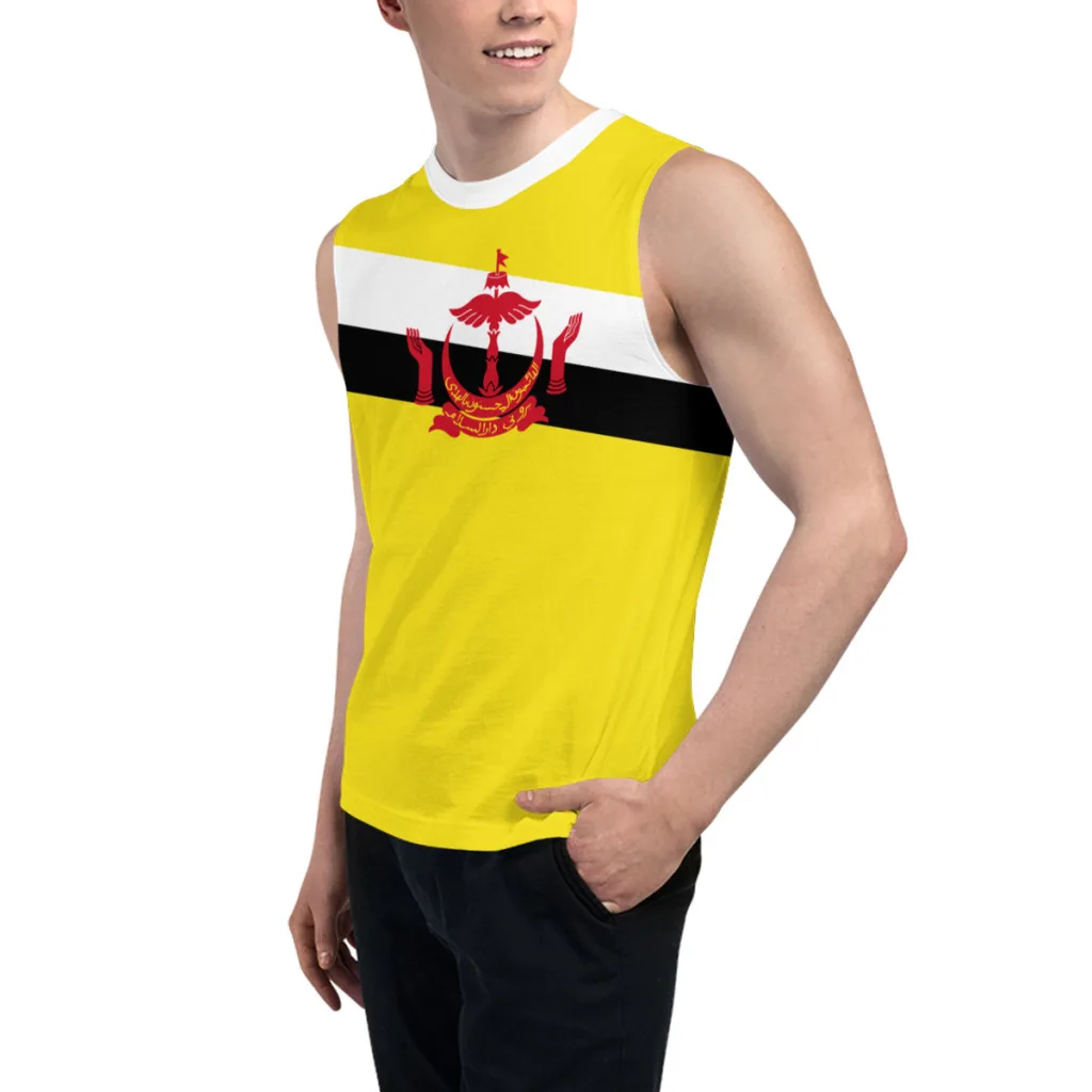 Sleeveless T-shirt Brunei Flag 3D Men's Boys Tshirt Gyms Tank Tops Fitness Joggers Basketball Training Vest