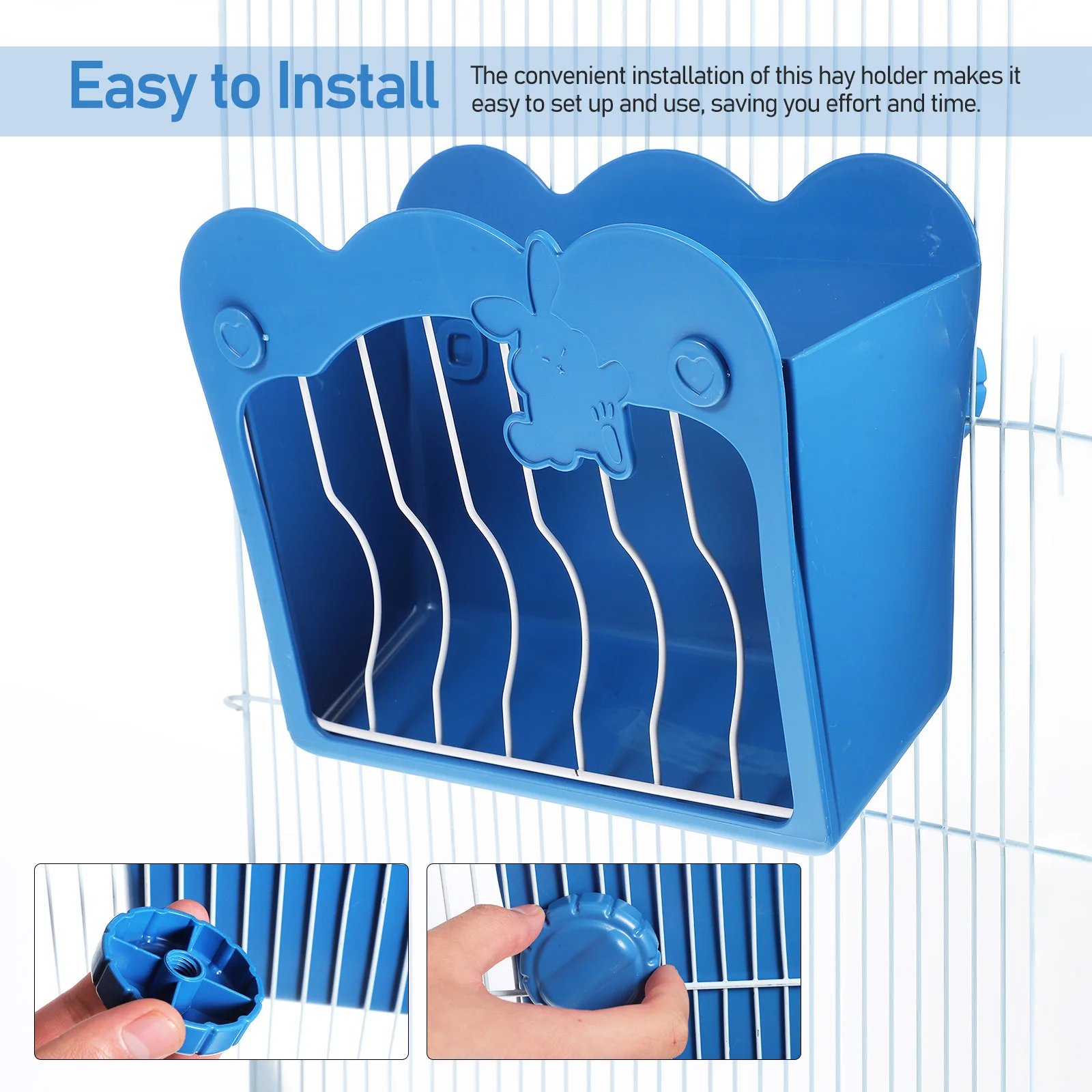 

Rabbit Hay Feeder Large Capacity Durable Plastic Rack Easy Install for Cage Guinea Pig Holder Chinchilla Food Dispenser Small