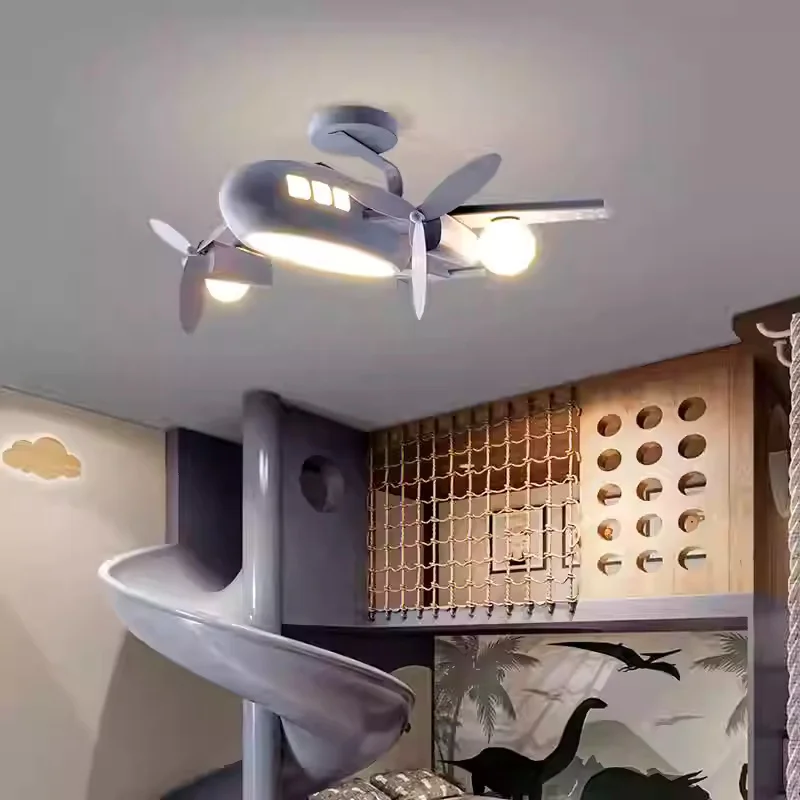 Children's Room Light Luxury Creative Cartoon Airplane Bedroom Pendant Light Modern Simple Infinite Dimming Ceiling Lamp