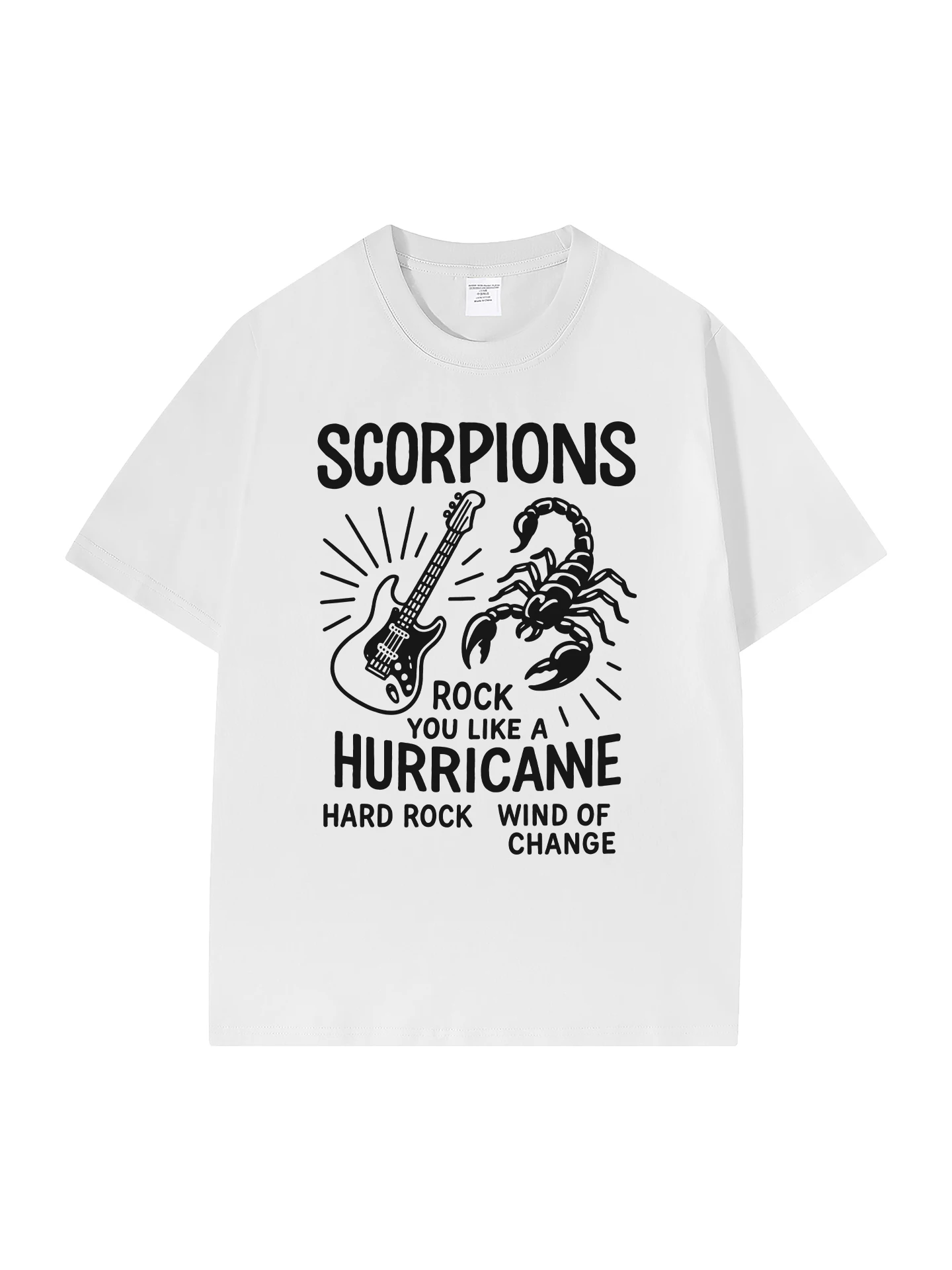 Pure Cotton round Neck Short Sleeve T-Shirt Scorpions Band American Casual Shoulder Pure Cotton round Neck Rock Short Sleeve ...
