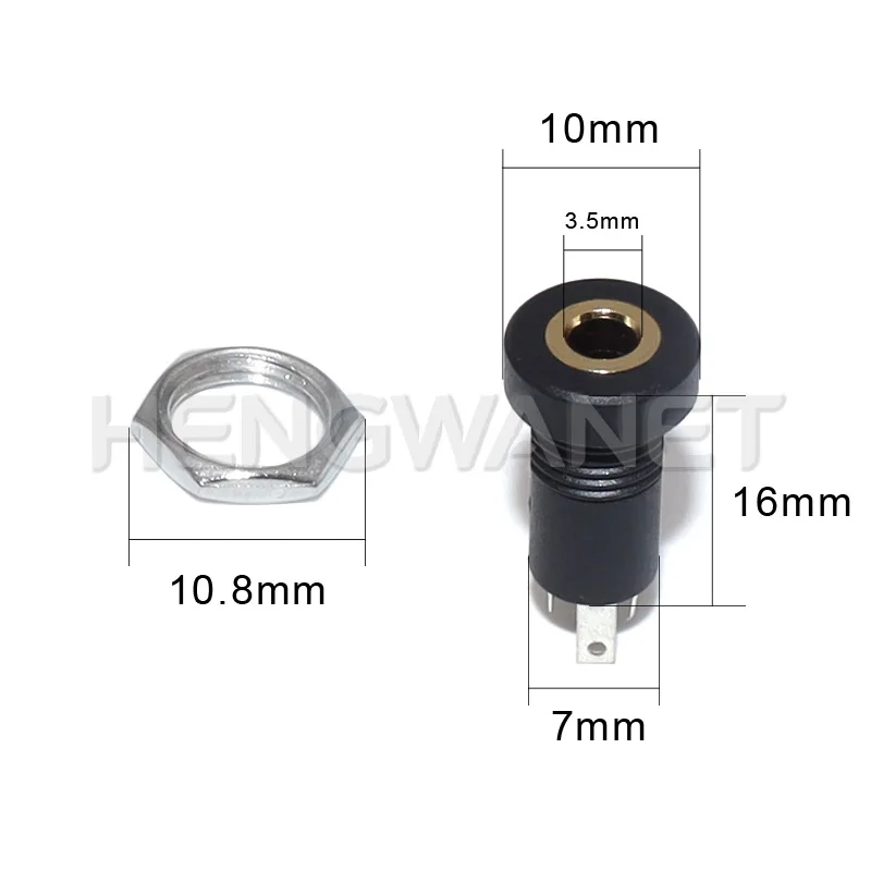 5PCS 3.5MM Audio Jack Socket Stereo 3 Pole Solder Panel Mount With Nut Connector Headphone Female Socket PJ-392A PJ392A