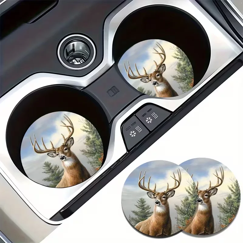 

2PCS Car Cup Cushion Anti slip and Anti shock Car Cup Cushion Absorbent Leather Anti splash Water Cart Interior Decoration