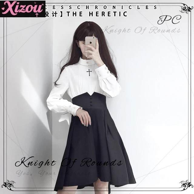 Diseño Original primavera otoño Retro británico gótico oscuro falda SK de cintura alta señoras negro delgado y pantorrilla falda Irregular para mujer