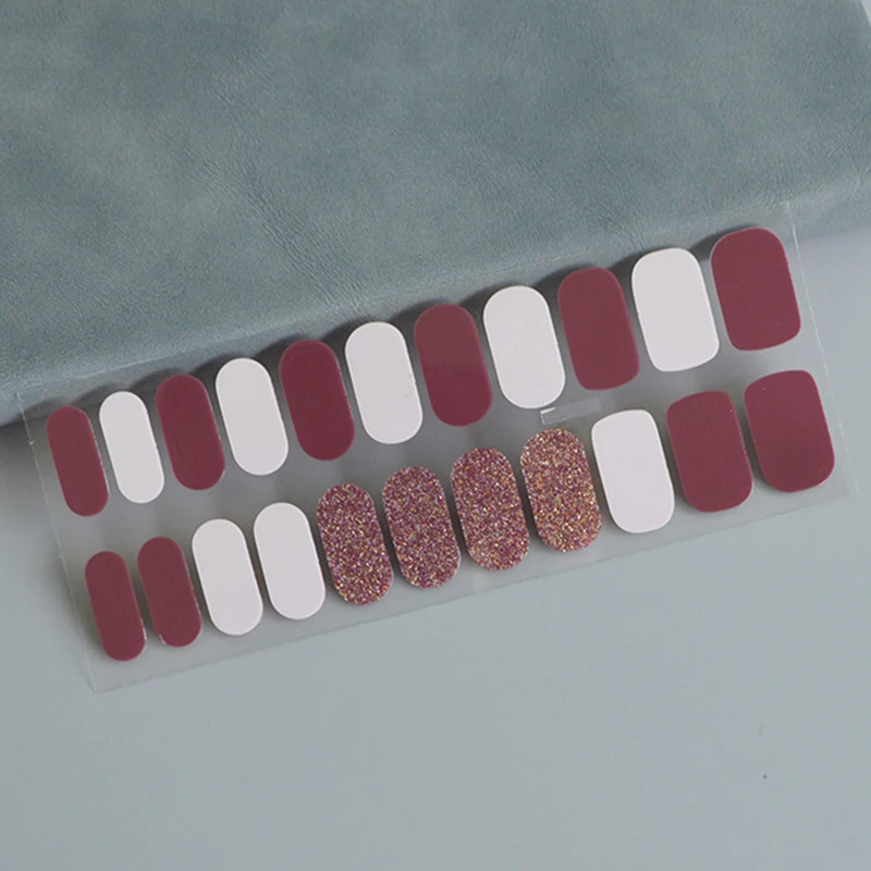 22 dita polimerizzazione completa involucri per unghie colore salto gradiente glitter paillettes smalto per unghie pellicola gel adesivo per unghie durevole impermeabile