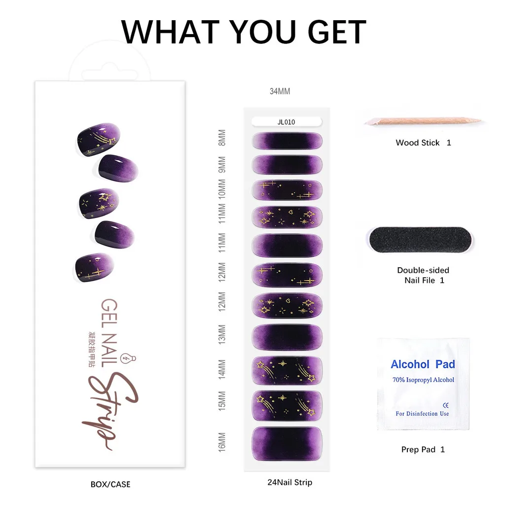 

11PCS Star Sky Colored UV Nail Sticker Nail Enhancement Sticker Thin Semi cure gel Nail Sticker