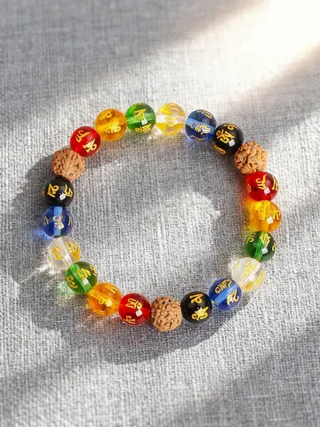 10MM Six True Words Vajra Bodhi Rudraksha Bracelets Natural Stone 7 Chakra Agate Meditation Prayer Tibetan Buddhism Bead Jewelry