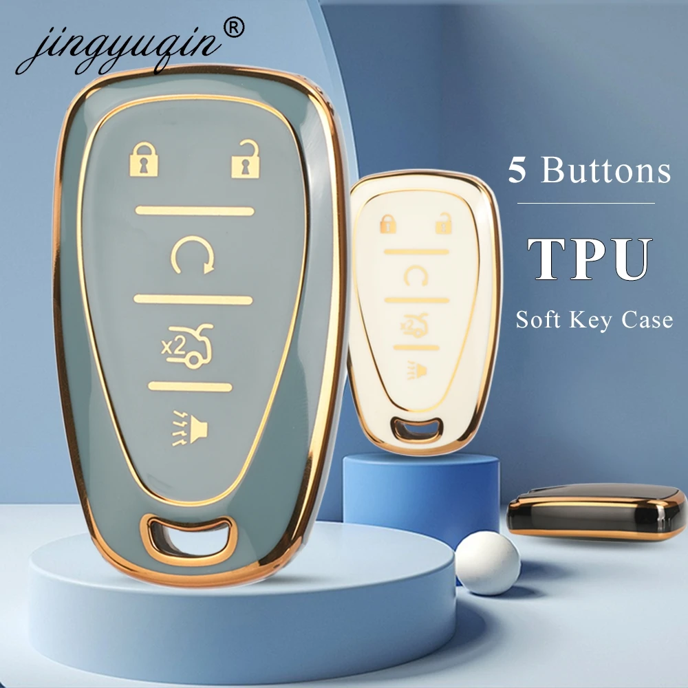 

Jingyuqin 5 кнопочный ТПУ чехол для автомобильного ключа для Chevrolet Chevy Malibu Camaro Cruze подача искры Equinox Sonic Volt защитный чехол
