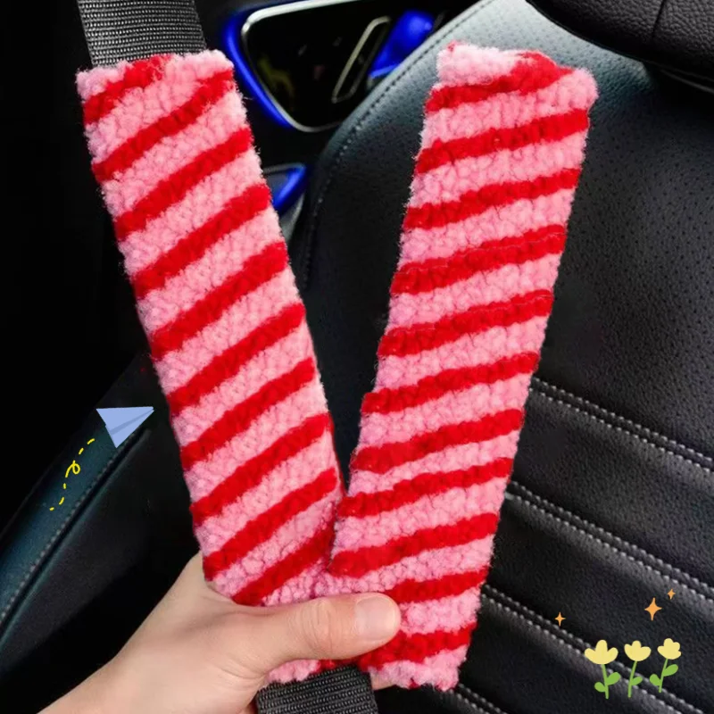 

1pc Car Seat Belt Shoulder Protector Diagonal Lamb Wool Seat Belt Protector Cartoon Soft And Comfortable