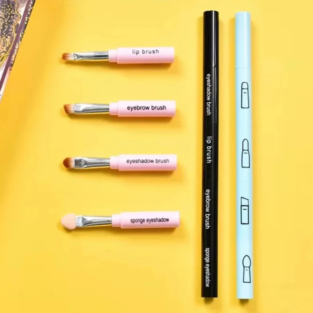 فرشاة مكياج جديدة 4 في 1 مع مقبض بلاستيكي، فرشاة مكياج محمولة متعددة الاستخدام لظلال العيون #4