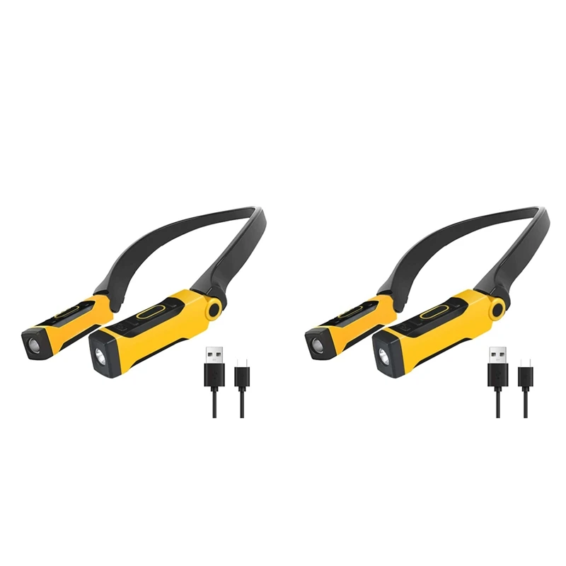 

New-2X Rechargeable USB Reading Lamp Neck Book Light, 2 Brightness Levels, Bendable Arms For Reading, Camping, Repairing
