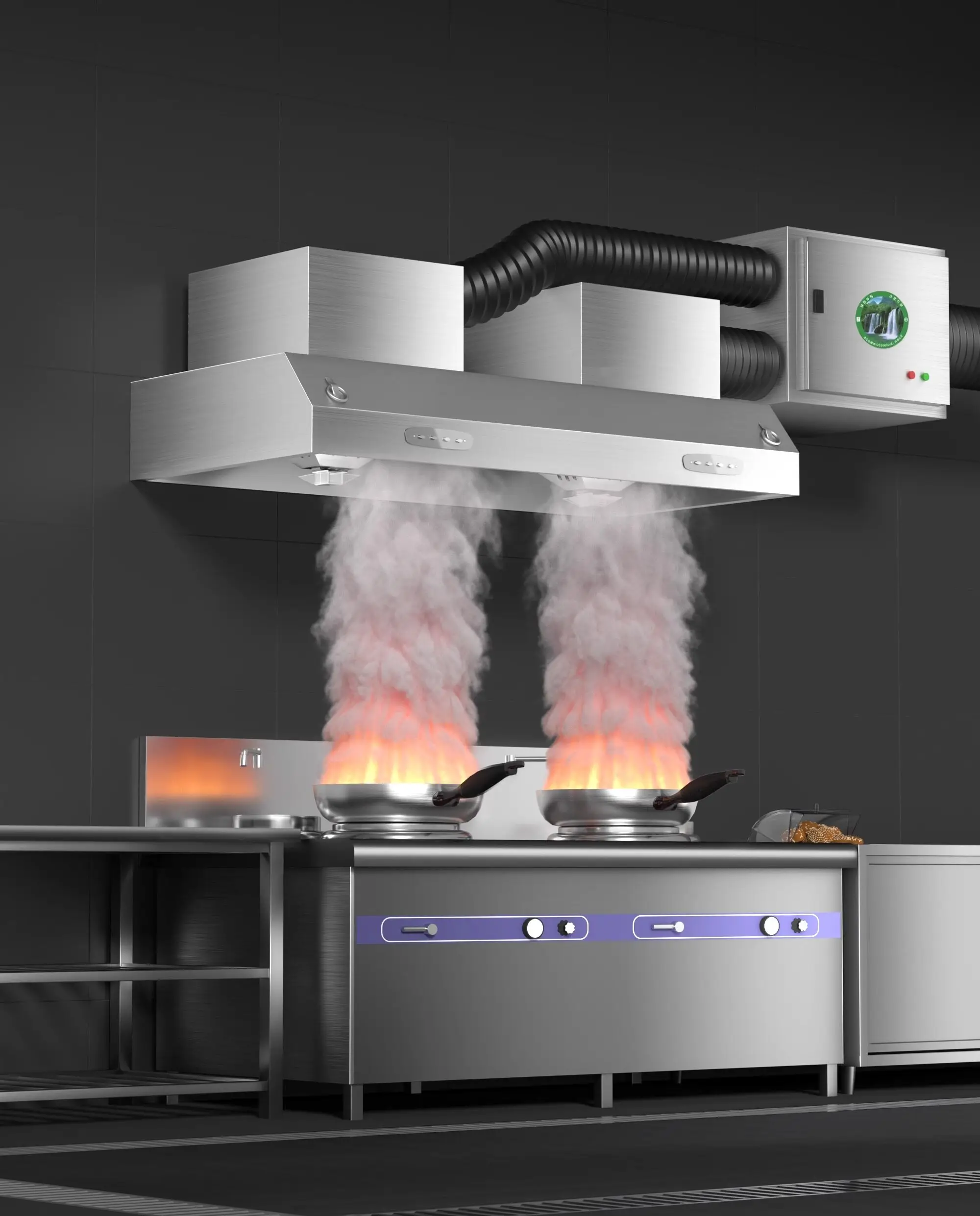 Commercial large suction range hood catering kitchen restaurant smoke exhaust and purification machine