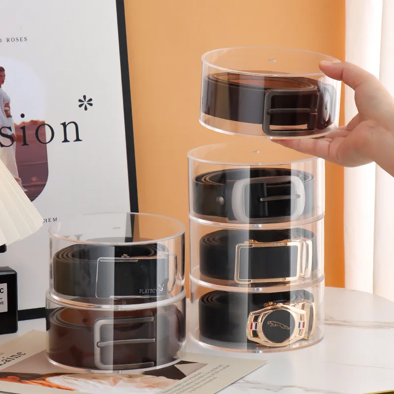 Rotating Multi-Layer Belt Organizer  Transparent Display Case For Women\'s Belts Necklaces Jewelry Tie And Bow Tie Storage Holder