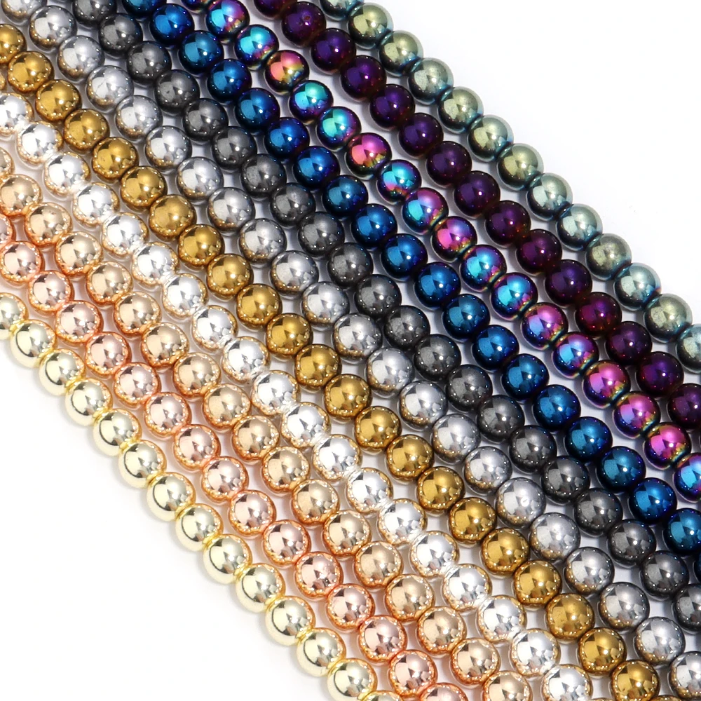 1 Strand Black Hematite Natural Stone Beads 2/3/4/6/8/10mm Loose Round Beads For DIY Jewelry Making Bracelet Earring Accessories
