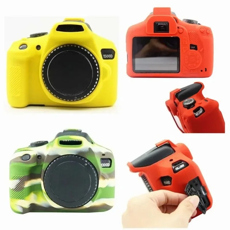 DSLR حقيبة كاميرا لكانون EOS 1300D 1500D 2000D لطيفة لينة سيليكون المطاط حافظة كاميرا درع الجلد DSLR حقيبة غطاء الجسم حامي