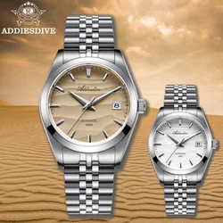 ADDIESDIVE 39mm Luxury Couple Watch Desert Texture 316L Stainless Steel 100M Diver Date Automatic Mechanical Watch Reloj Hombre