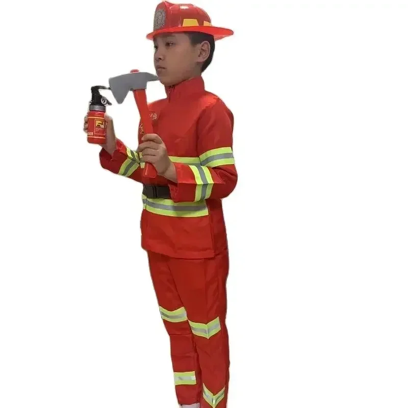 Fireman Costumes Children Professional Hero Tools Clothing Halloween Cospaly Firefighting Suits Children Toys Gifts