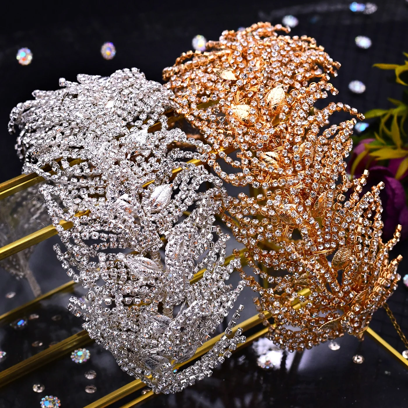 Diadema nupcial de lujo Retro para mujer, tocado de cristal dorado/plateado, accesorios para el cabello para banquete de boda y graduación, 2022