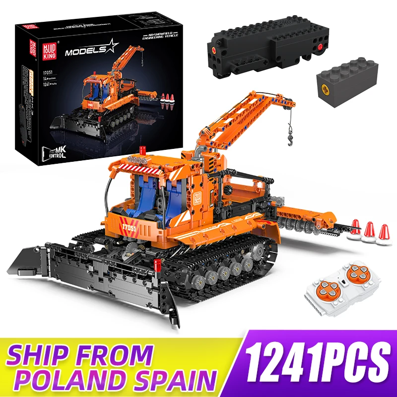 MOULD KING 17051 Technical Snowplow Truck Building Blocks Remote Control Snowfield Engineering Vehicle Toy Set for Kids