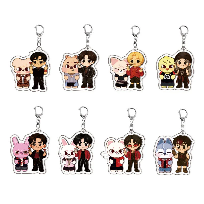 

SKZOO Stray Kids Acrylic Double sided Keychain Anime Periphery Exquisite Pendant Idol Same Style Felix Bangchan Personalized DIY