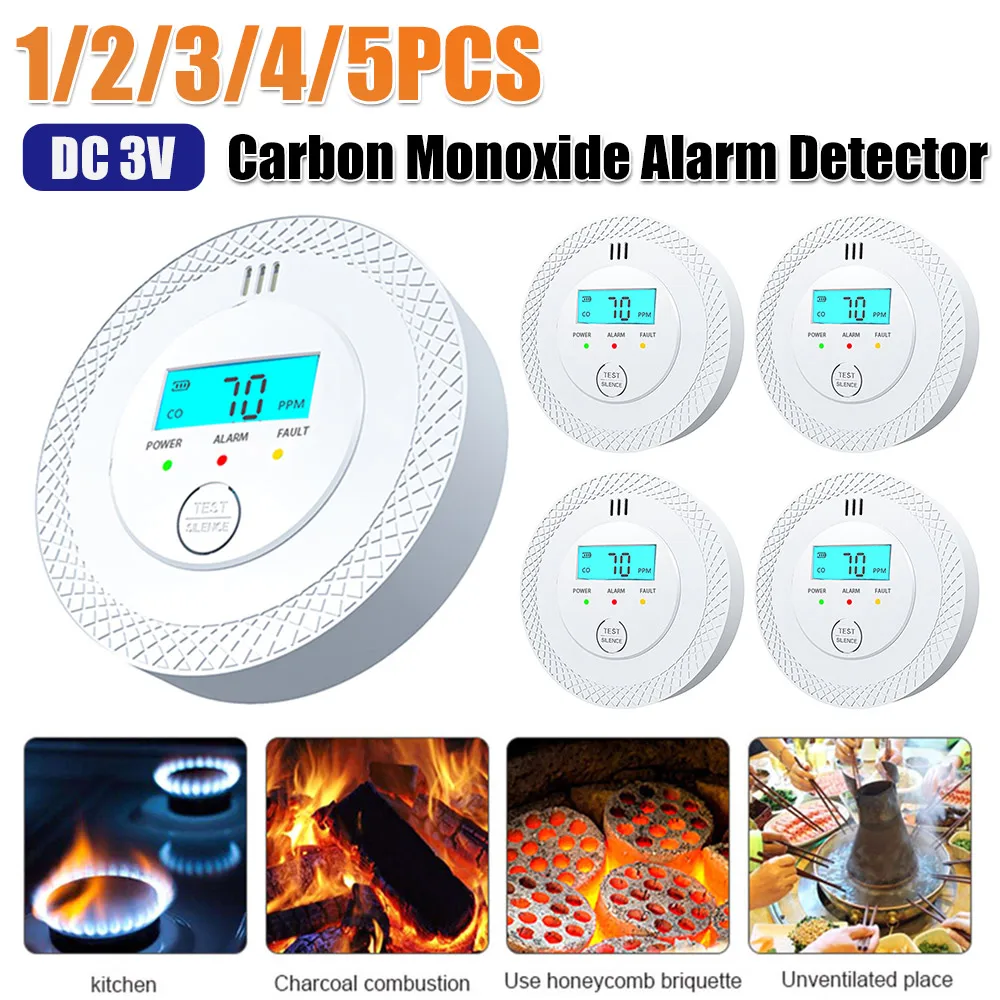 

Цифровой детектор угарного газа с LED-индикатором, на батарейках, с сигнализацией, портативный, для дома и склада