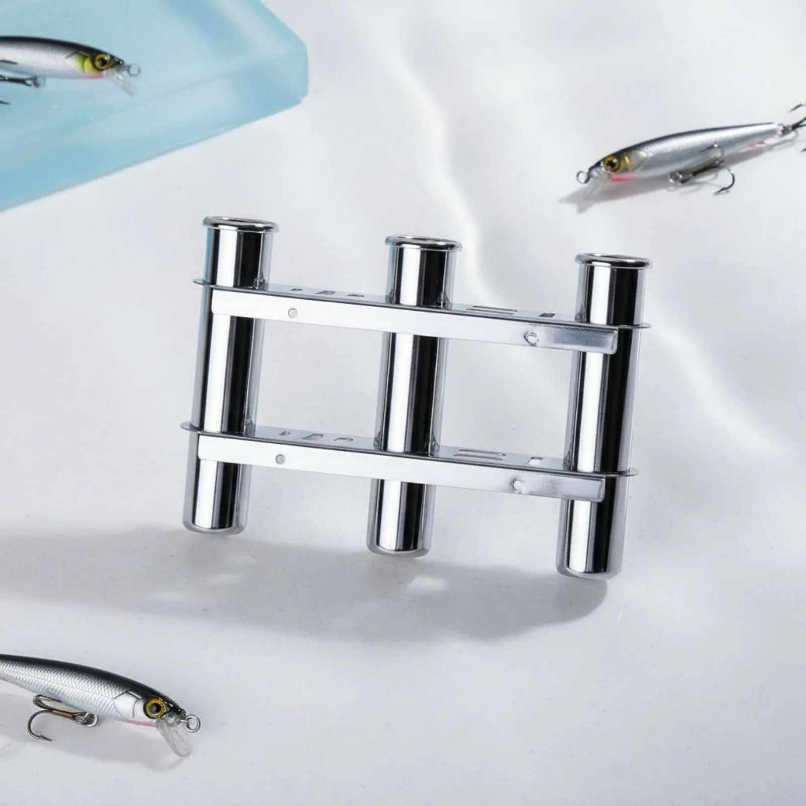 

Stainless Steel Boat Rod Holder Sturdy Duty 3-Tube Fishing Rod Rack Seafaring Hardware Automatic-Draining for Yacht