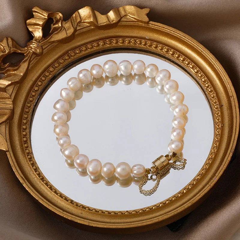 

Natural Freshwater Pearl Bracelets Elegant Baroque Pearls Beaded Bracelet for Women Men Elastic Chain Fine Jewelry Wedding Gifts