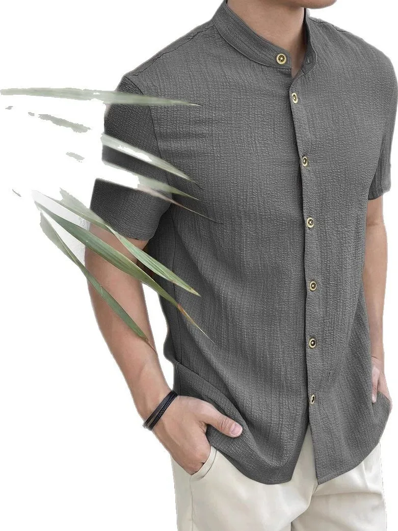 Повседневный цвет ort Sve irt Мужской открытый кардиган Sle Дышащий хлопок Летняя мода Свободный крой ort Длина