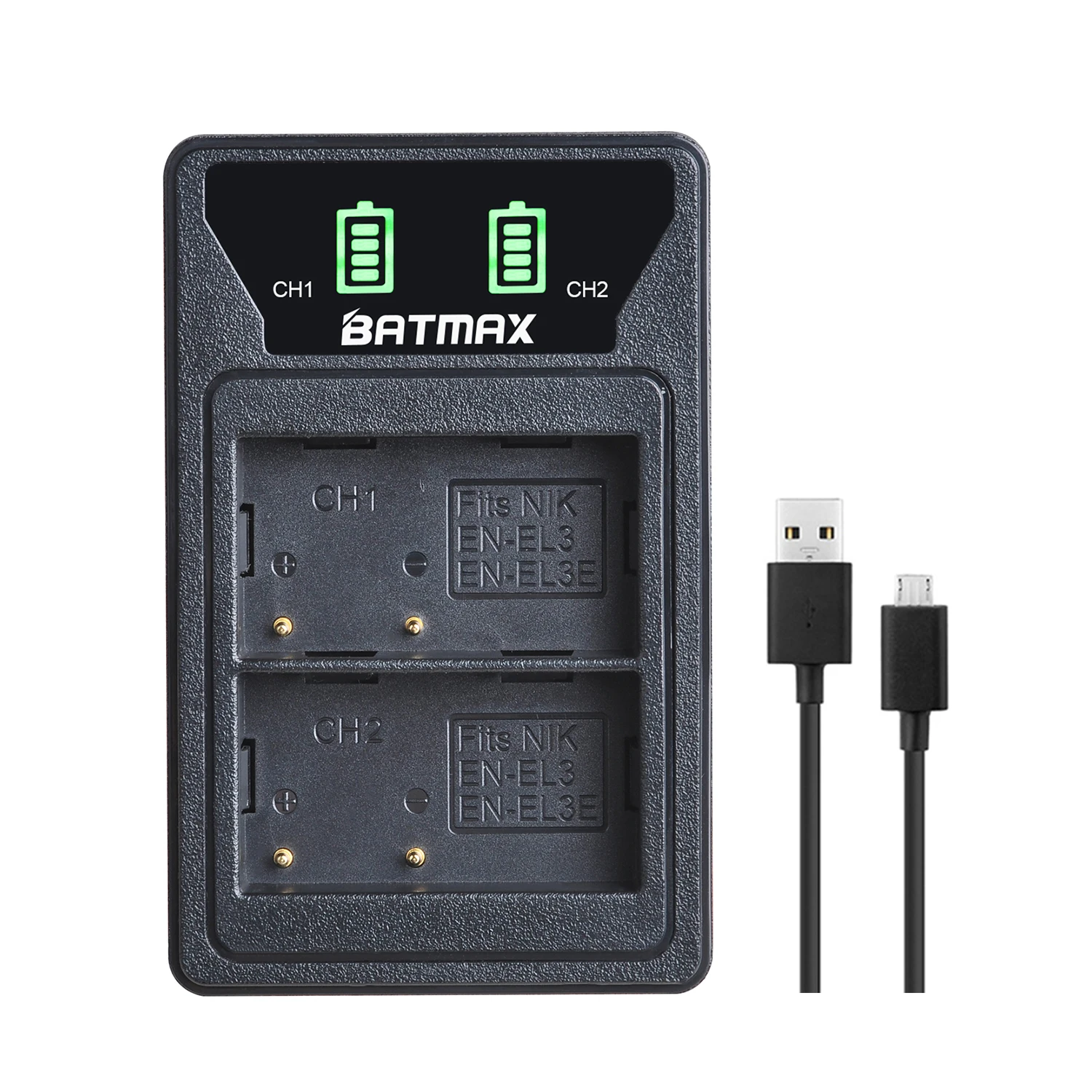 LED Dual Built-in USB Battery Charger for Nikon Camera EN-EL3e EL3e EL3a D50 D70S D80 D80S D90 D100 D200 D300 D700