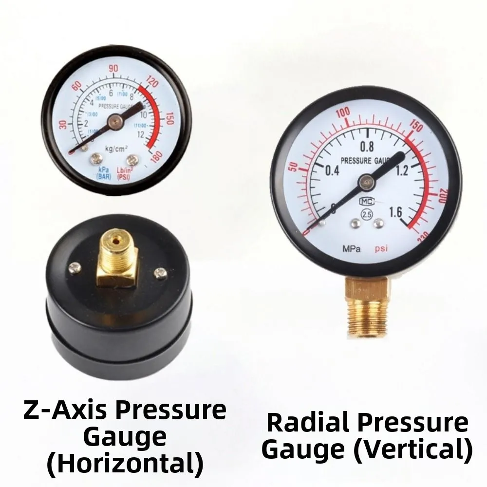 42/53mm Air Compressor Pneumatic Gauge 0-12Bar / 0-180PSI Thread 9.7/12.7mm Hydraulic Fluid Measuring Instrument