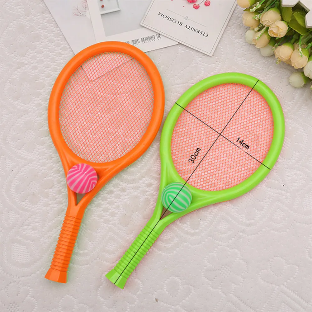 Badminton Tennis Rackets Balls Set Elastic Net Sturdy Handles Colorful Lightweight Design Indoor Outdoor Kids Sports Game