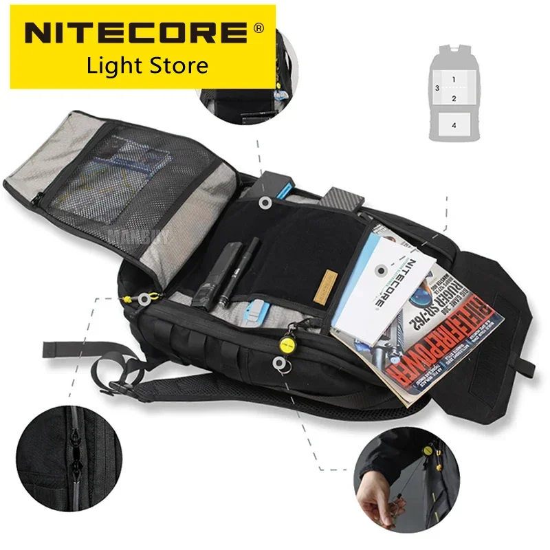 

Wholesale Nitecore BP23 PRO Multipurpose Commuting Backpack Wearproof 500D Nylon Fabric Outdoor Travel Camping Bag MOLLE System