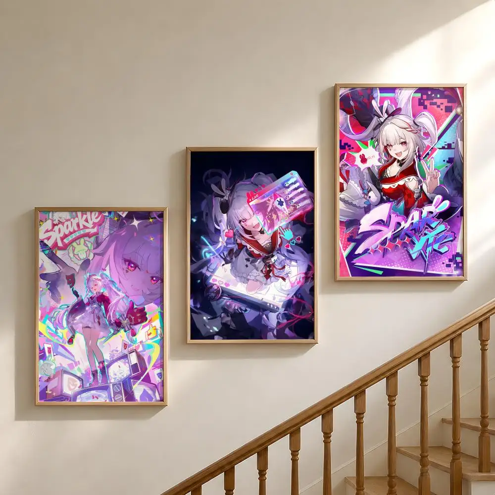 Game Sparkle Honkai Star Rail Poster Waterproof HD Modern Peel And Stick Wall Decor Bedroom Living Room Dorm Office