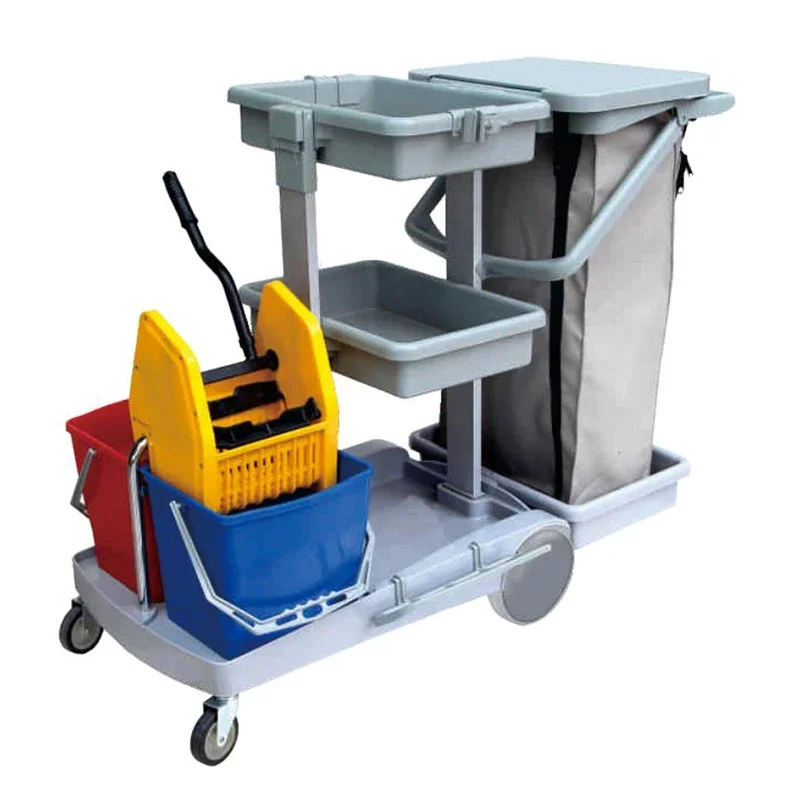 Servicio de restaurante, carrito de limpieza plegable multifunción para Hotel, carrito de limpieza Rubbermaid