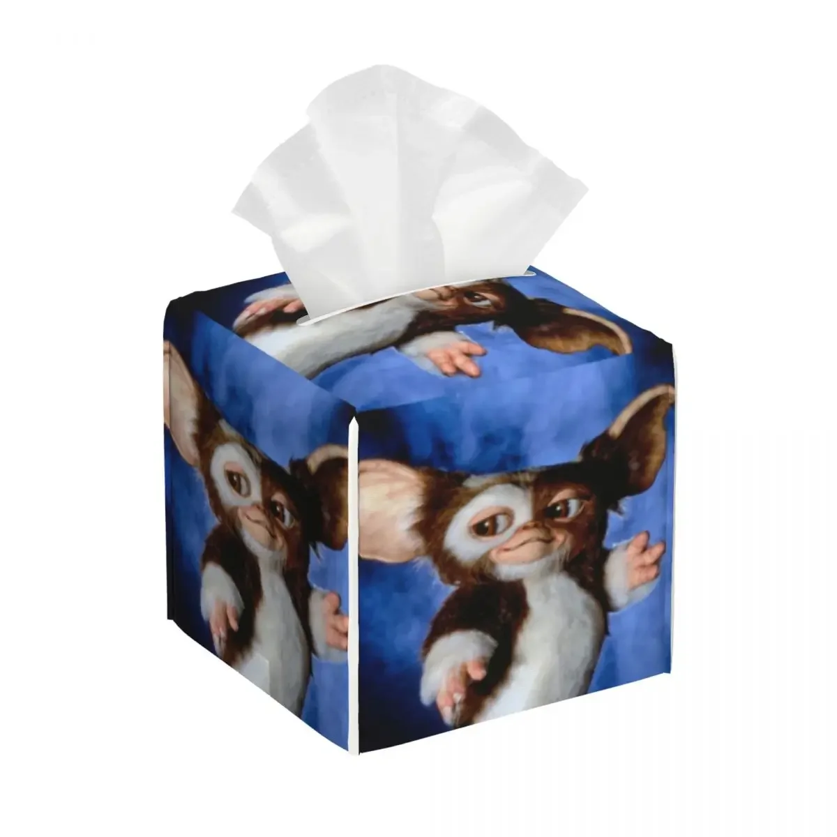 Custom Gremlins Tissue Box Cover PU Leather Square Gizmo Mogwai Monster Movie Facial Tissues Holder for Office