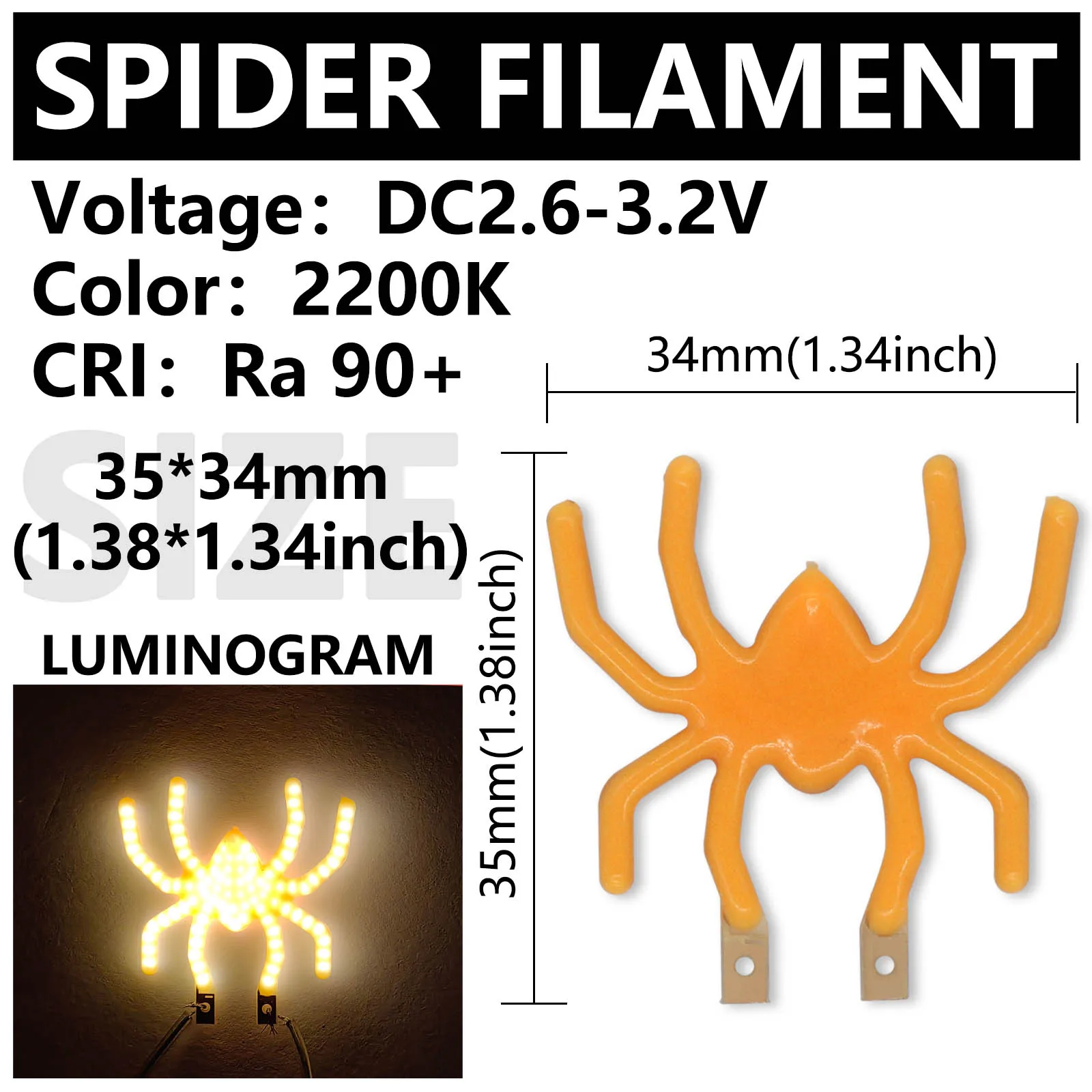 1pcs DC3V Fist Bee Ladybug Spider Sun LED Filament COB Warm White DIY For Halloween Christmas Decorative Lamp Accessories Diodes