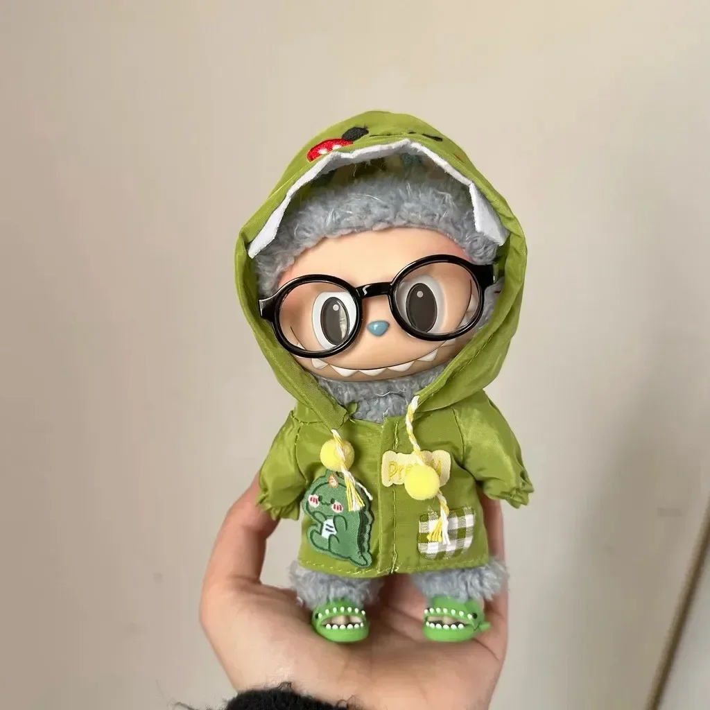 Dinosaur Raincoat Set Clothing for Labubu 17cm Mini Plush Doll Clothes Outfit Accessories Idol V1 V2  Gift